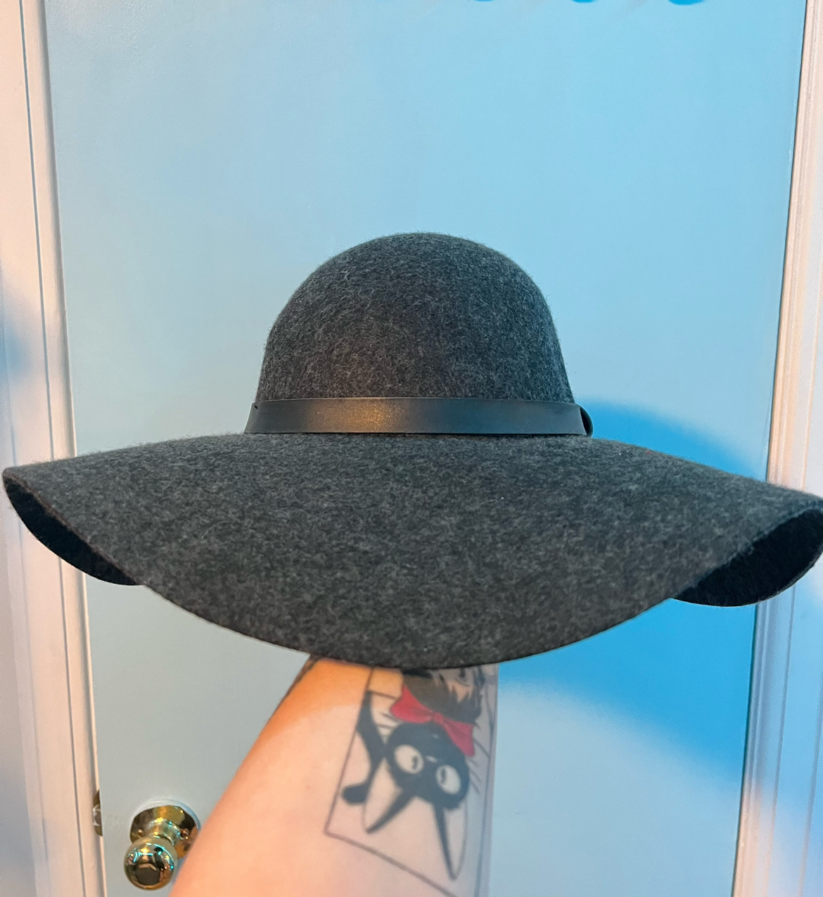 H&M charcoal 100% wool wide brim hat image indicator(4)