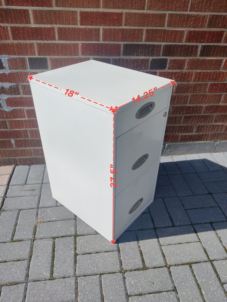 white metal filling cabinet with key