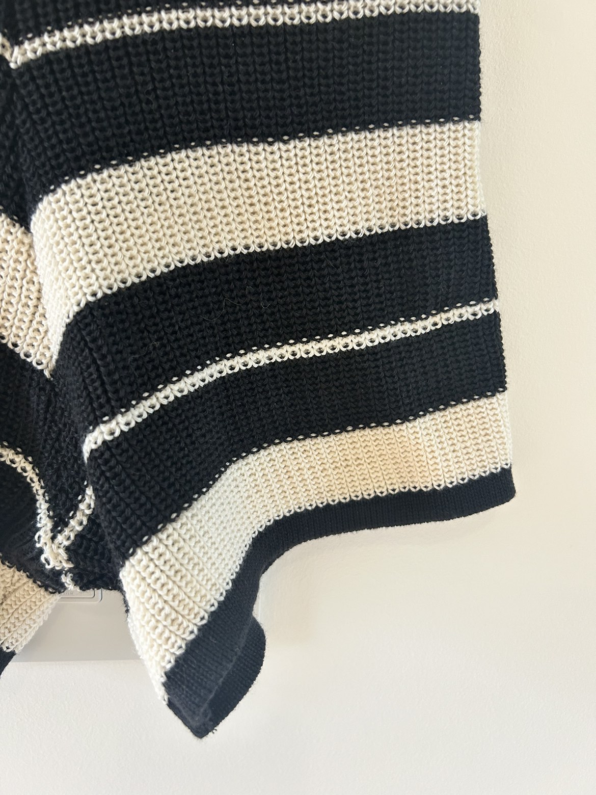 Handmade High Waisted Knit Cream and Black Stripe Shorts - photo 2