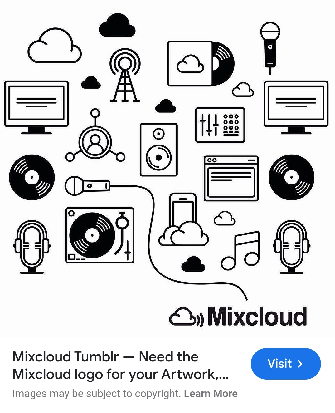 Mixcloud" T-Shirt with Music & Audio Themed Graphics. #M Unisex image indicator(3)