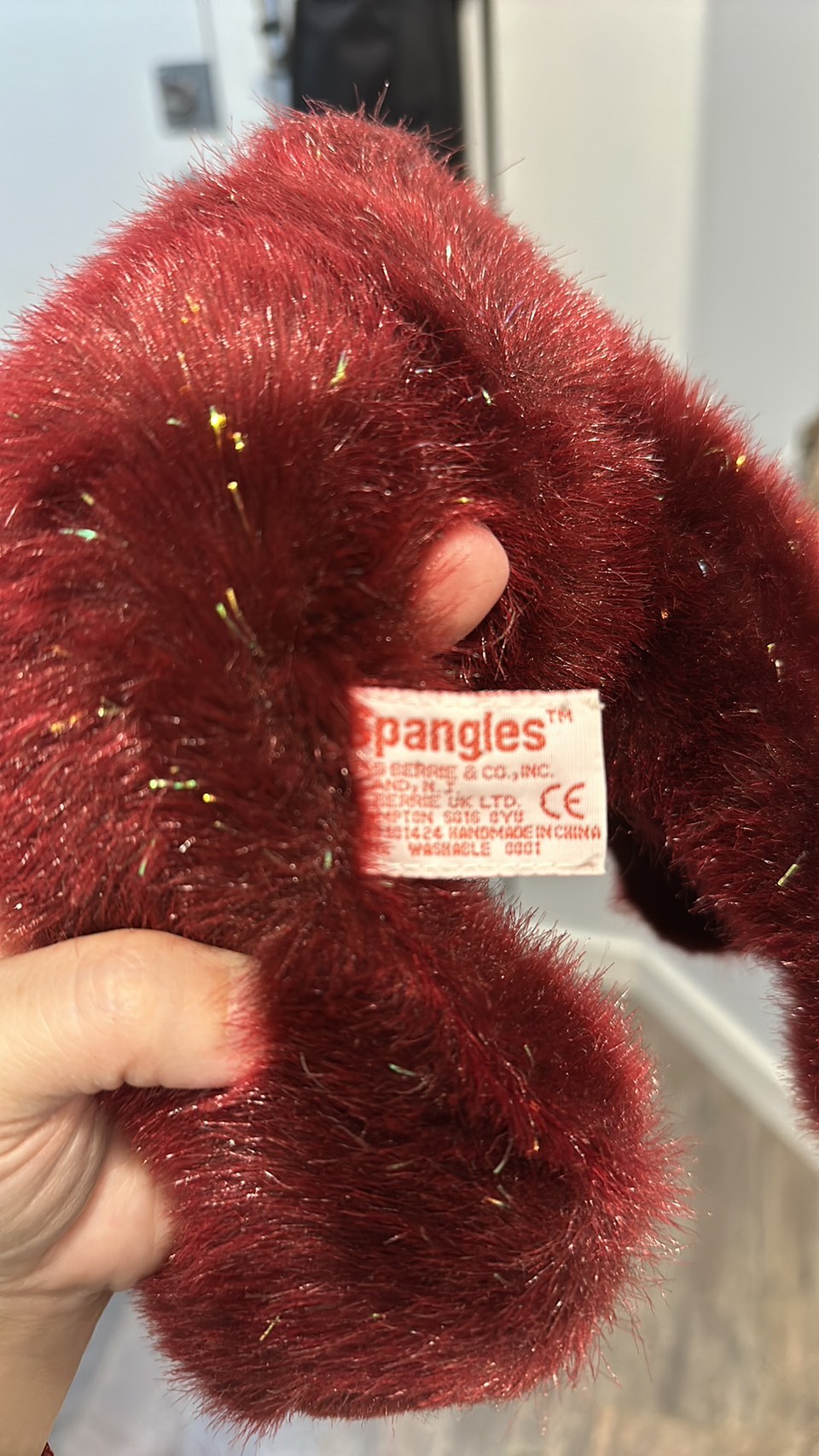RUSS 14” Spangles Red Festive Opalescent Fur Teddy Bear image indicator(3)