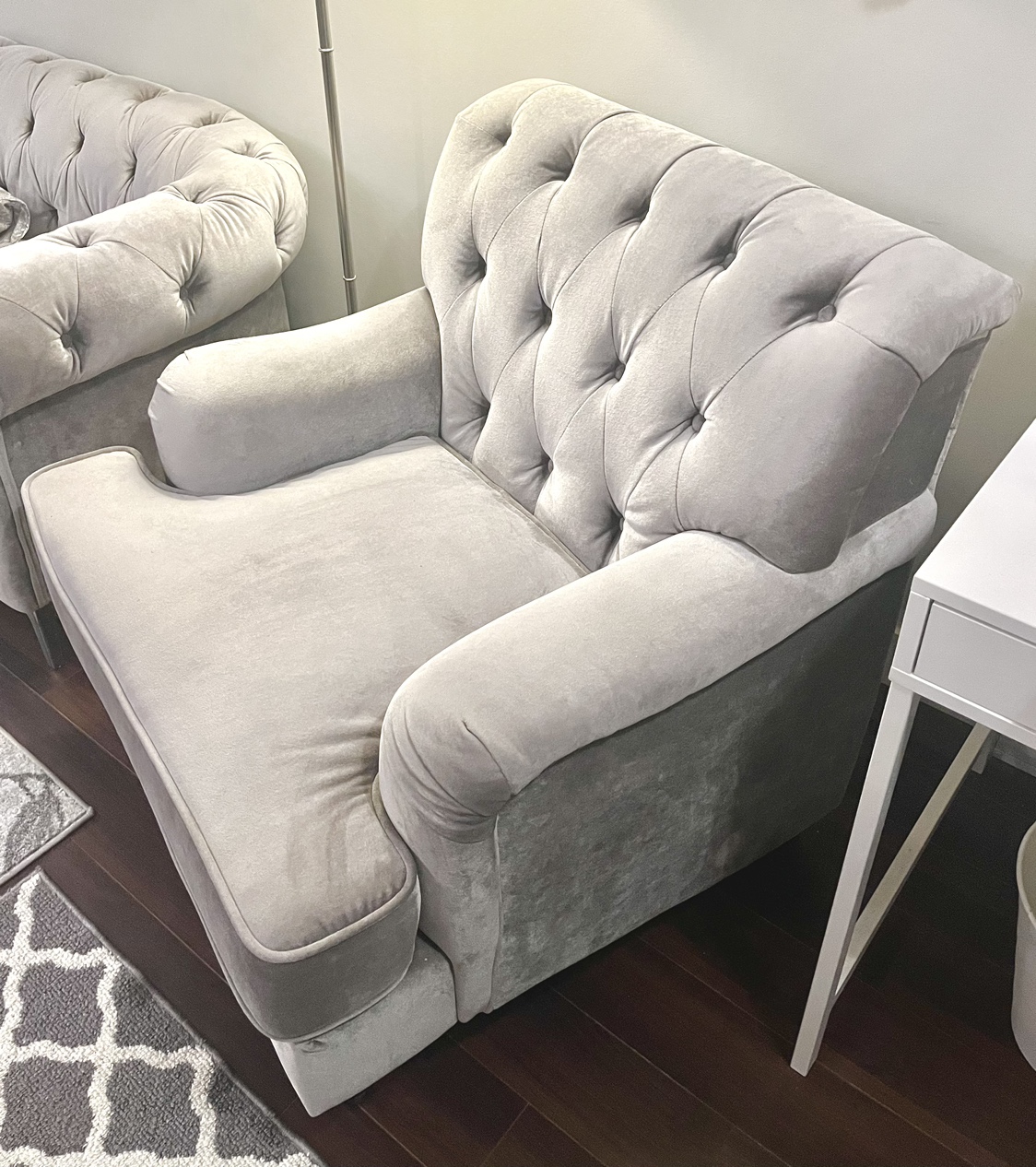 Tufted Grey Arm Chair