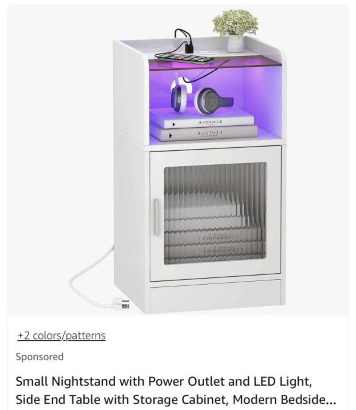 LED light Modern Night stand / storage cabinet set of 3 - photo 2