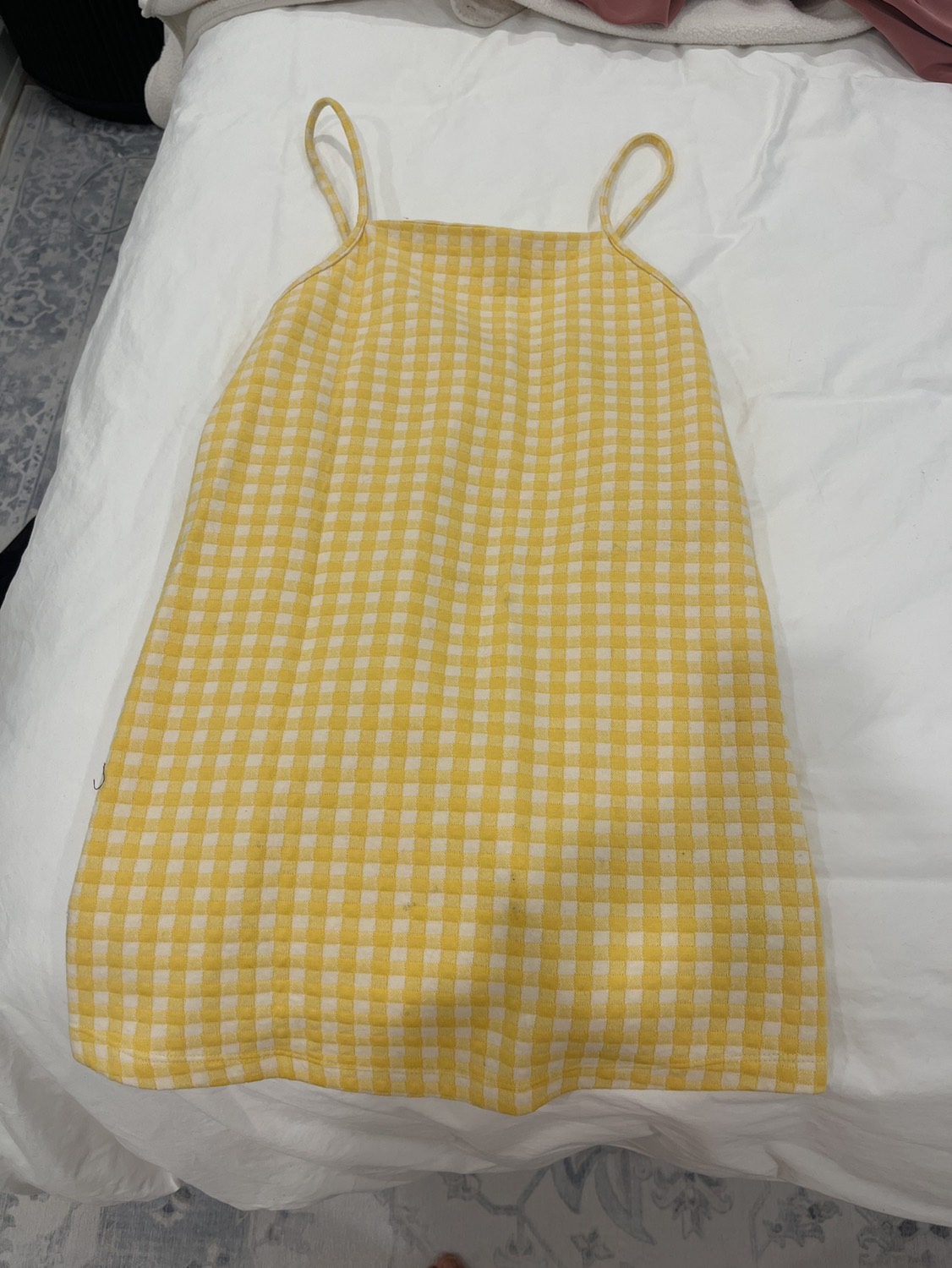 Yellow gingham summer dress