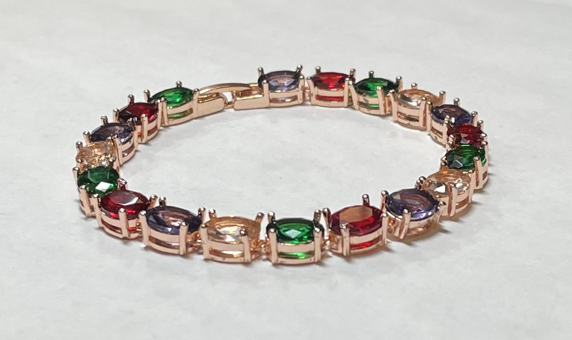 Rose Gold Colourful Tennis Bracelet