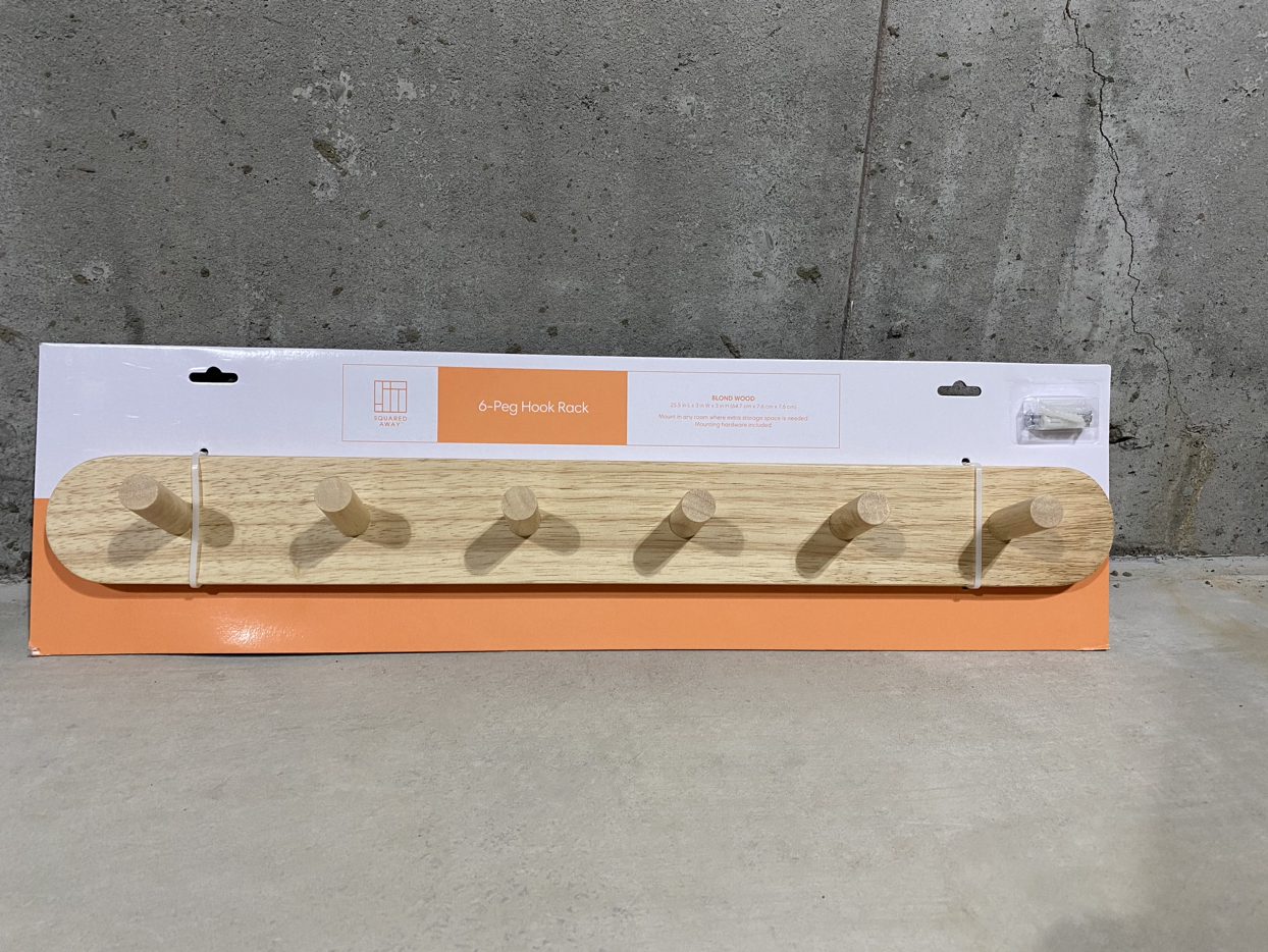 SQUARED AWAY™ 6-Peg Hook Rack