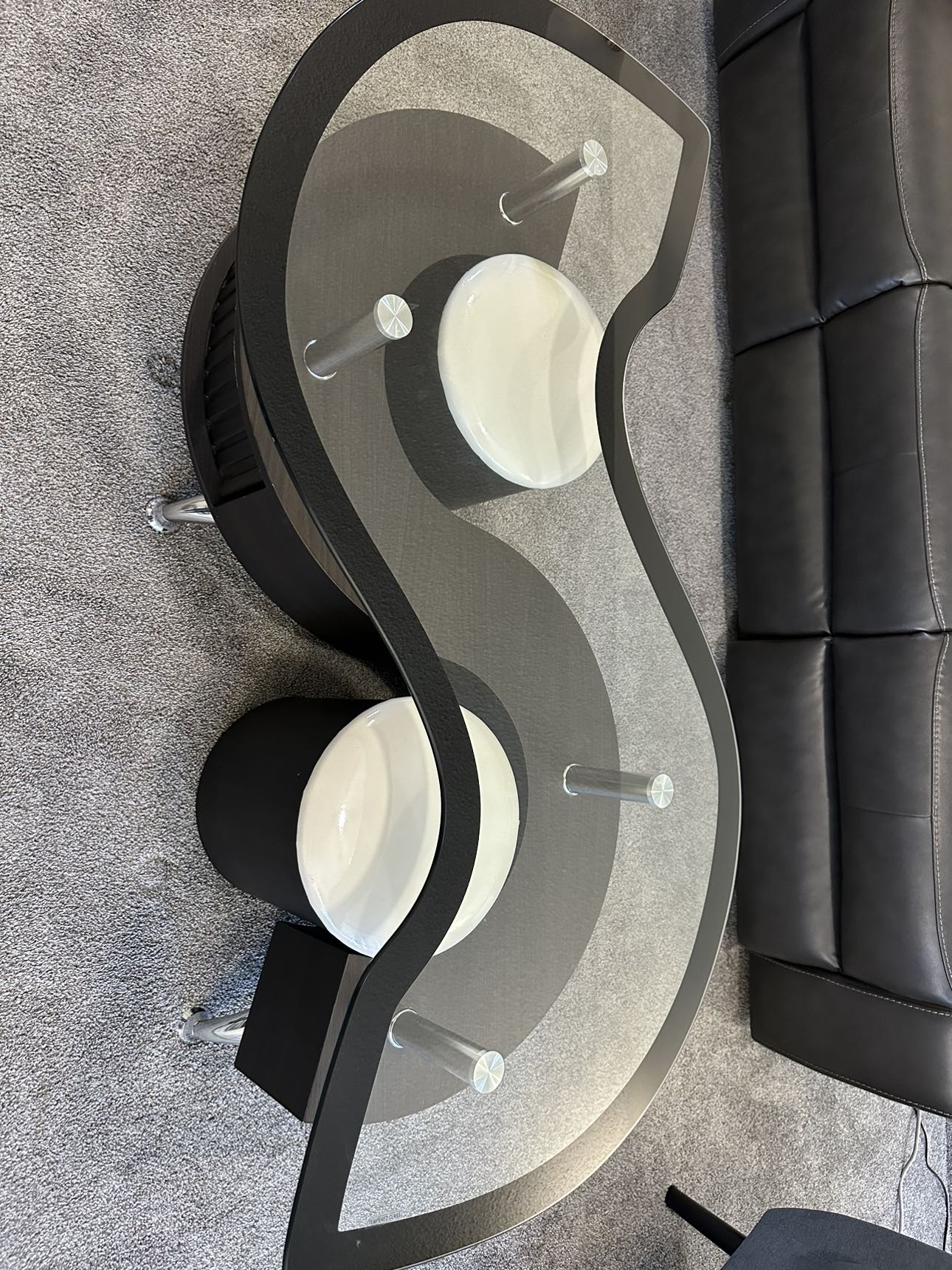 Coffee table with two ottomans - espresso