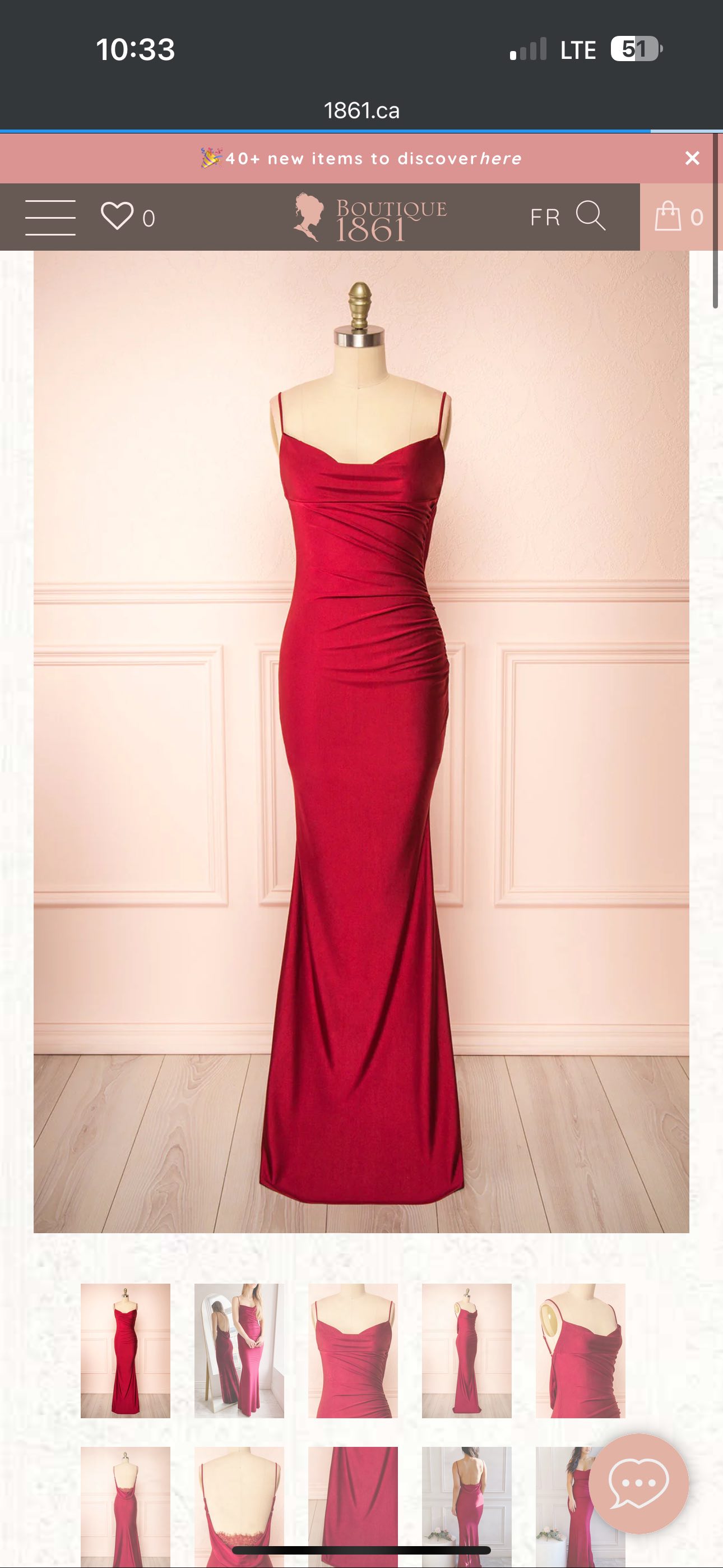 Red/Wine coloured backless dress thumbnail
