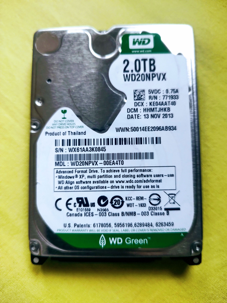 2.5" 2TB Hard Drive Western Digital Green thumbnail