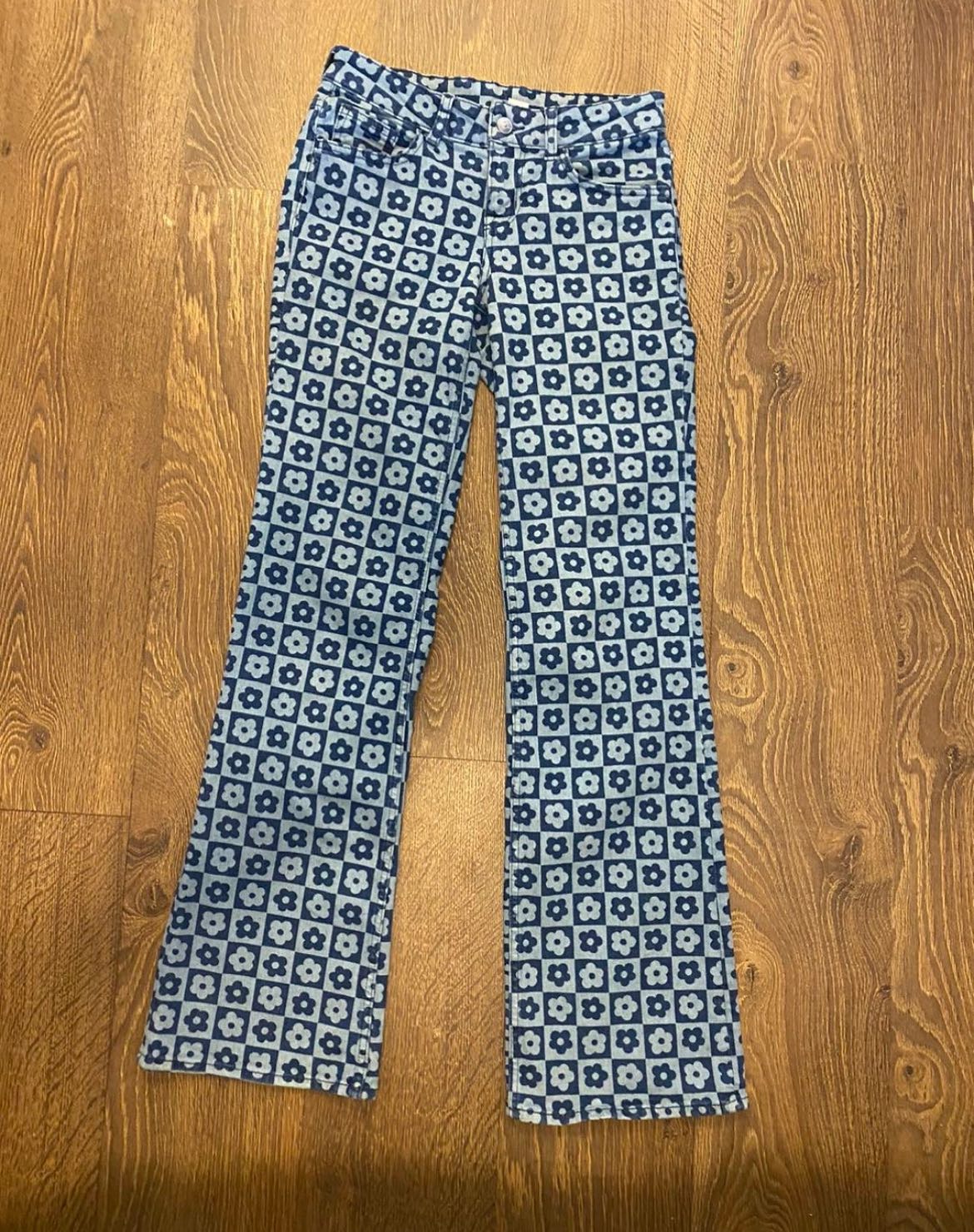Floral print denim flares image indicator(2)