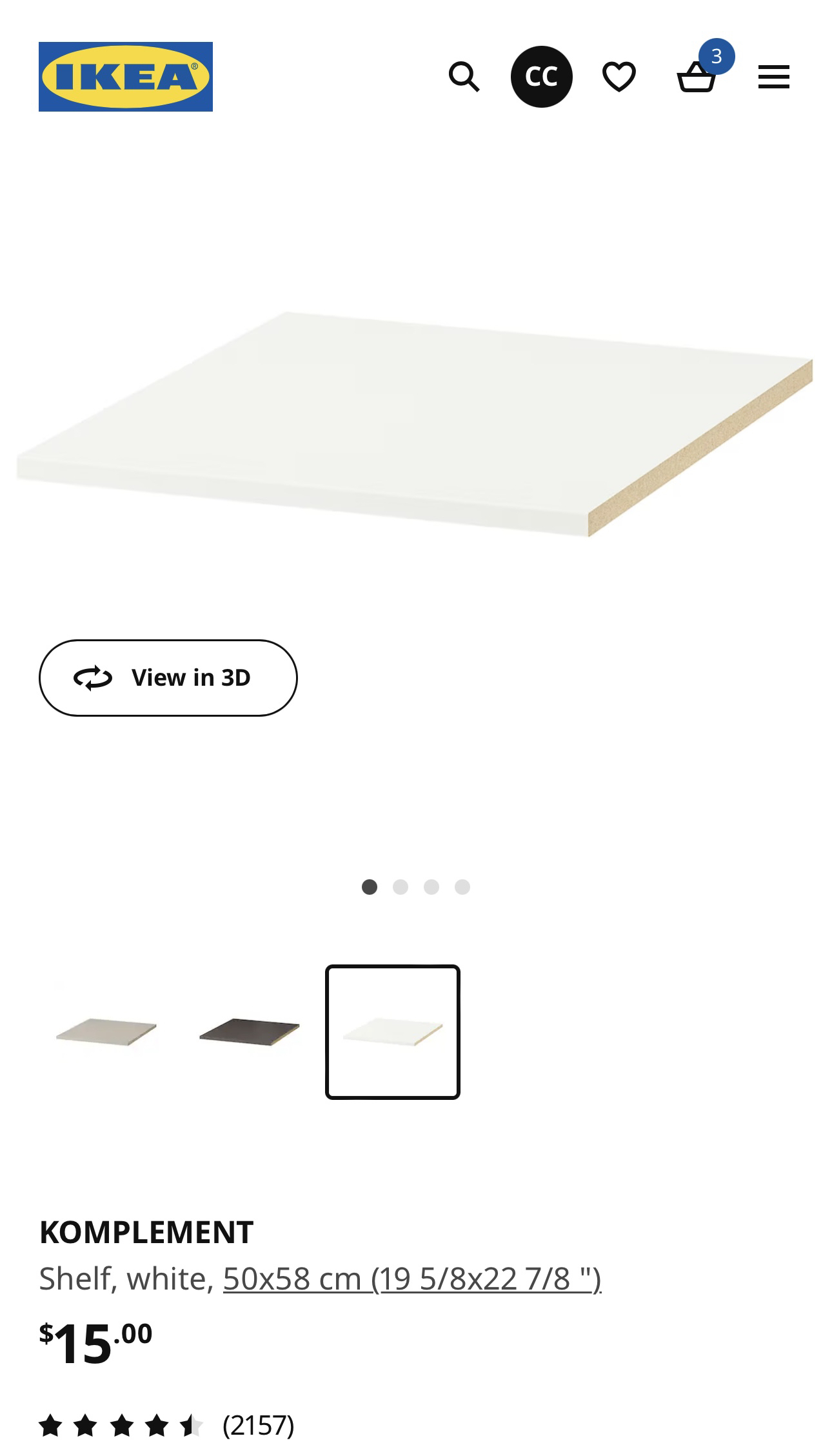 IKEA komplement shelf x3 58x50