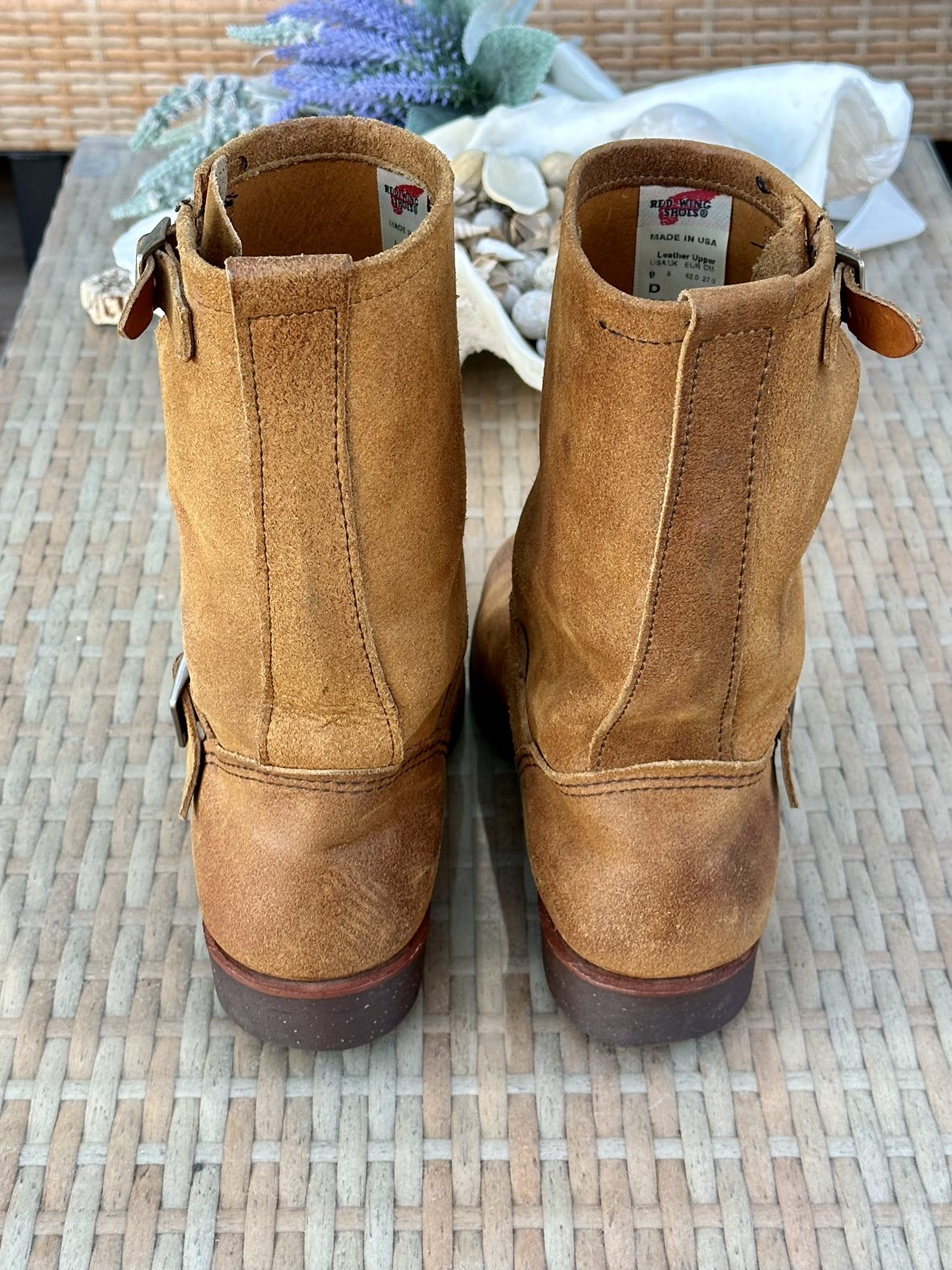 RARE Redwing 2992 Burnt Orange Roughout Engineer Boots image indicator(4)