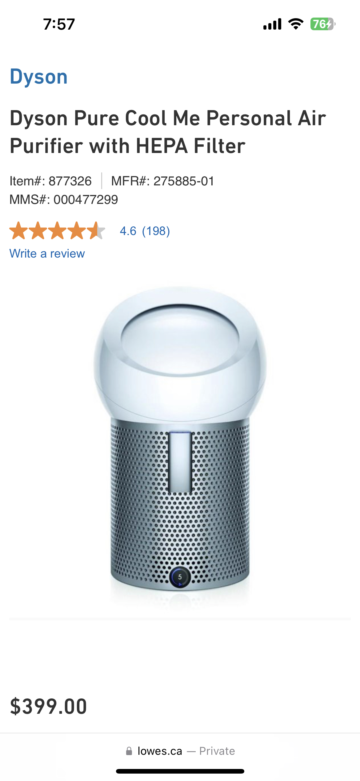 Dyson Pure Cool Me Air Purifier image indicator(2)