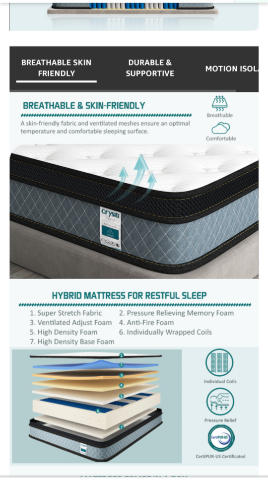 !!BEST DEAL!! Spotless like new Memory foam hybrid mattress image indicator(7)