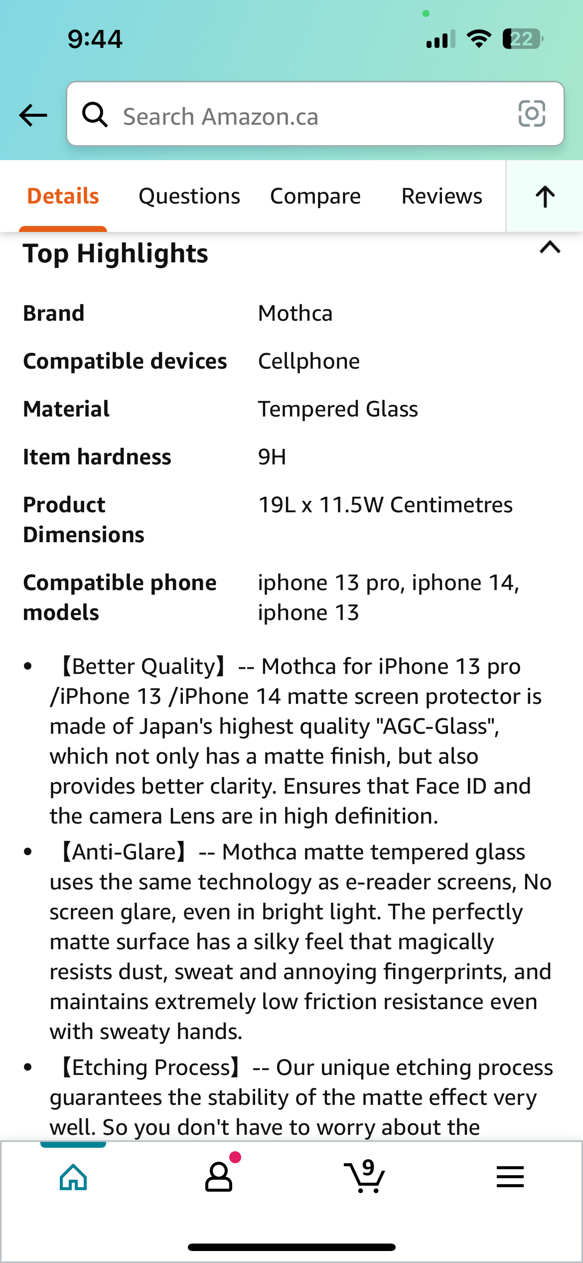 Mothca Matte Screen Protector for iPhone 13 pro/ 13 / 14 image indicator(7)