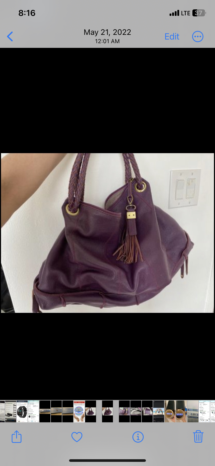 Purple leather bag L #freecycle thumbnail