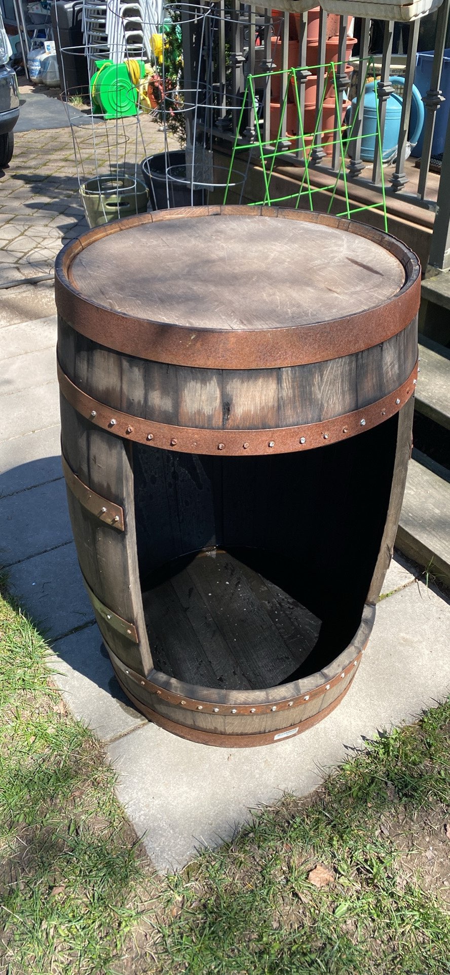 Solid Oak Wine barrel table bar image indicator(3)