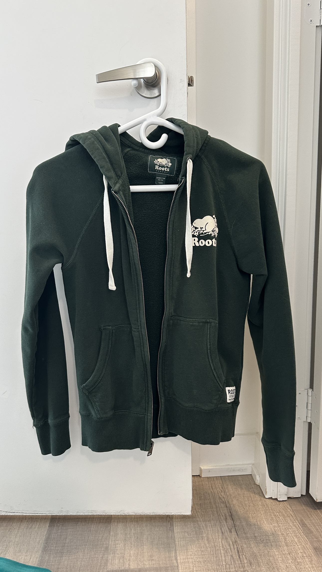 Roots dark green XXS zip up hoodie