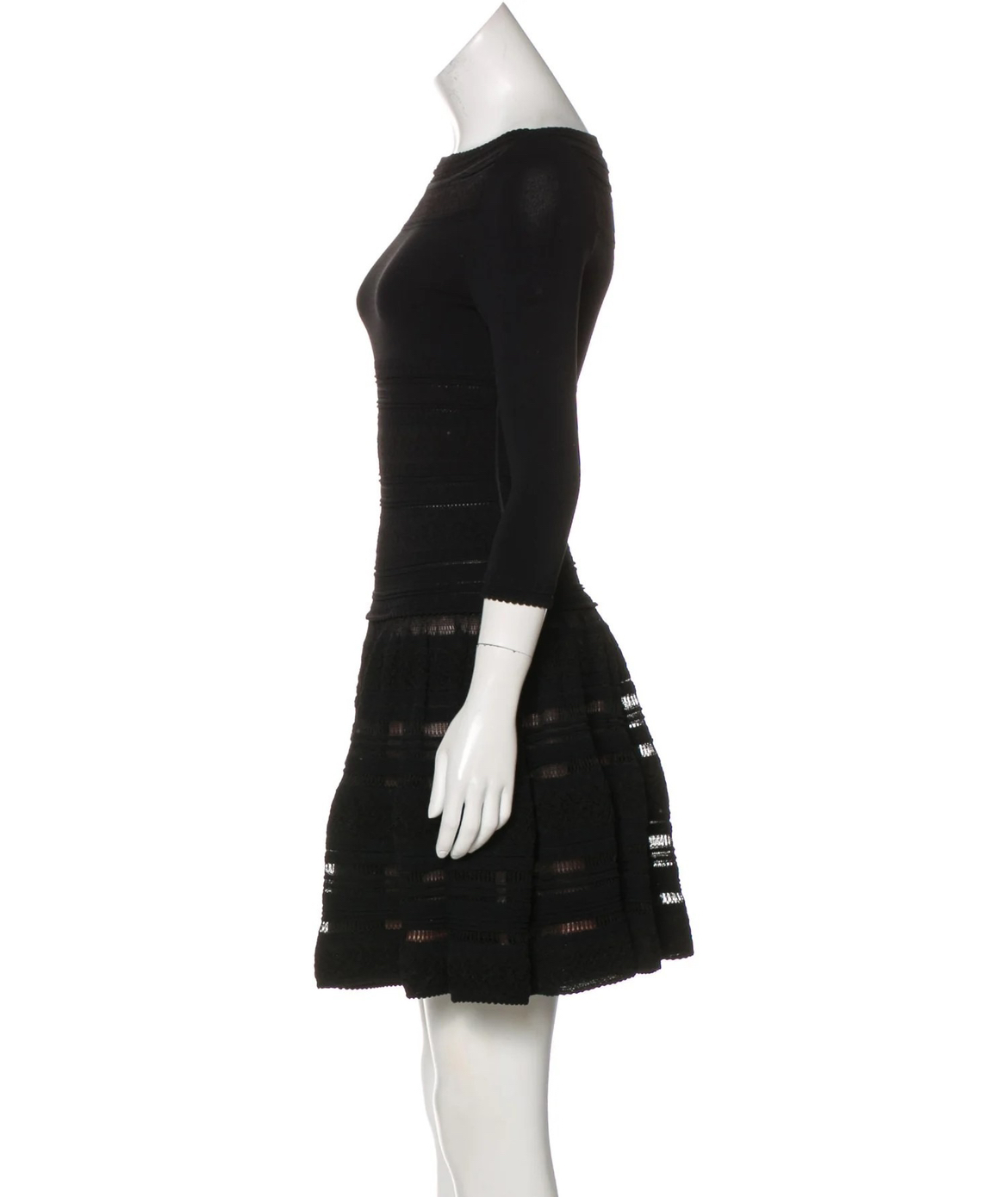 ALAÏA Flared Quarter Sleeve Black Mini Dress US4 FR36 - photo 2