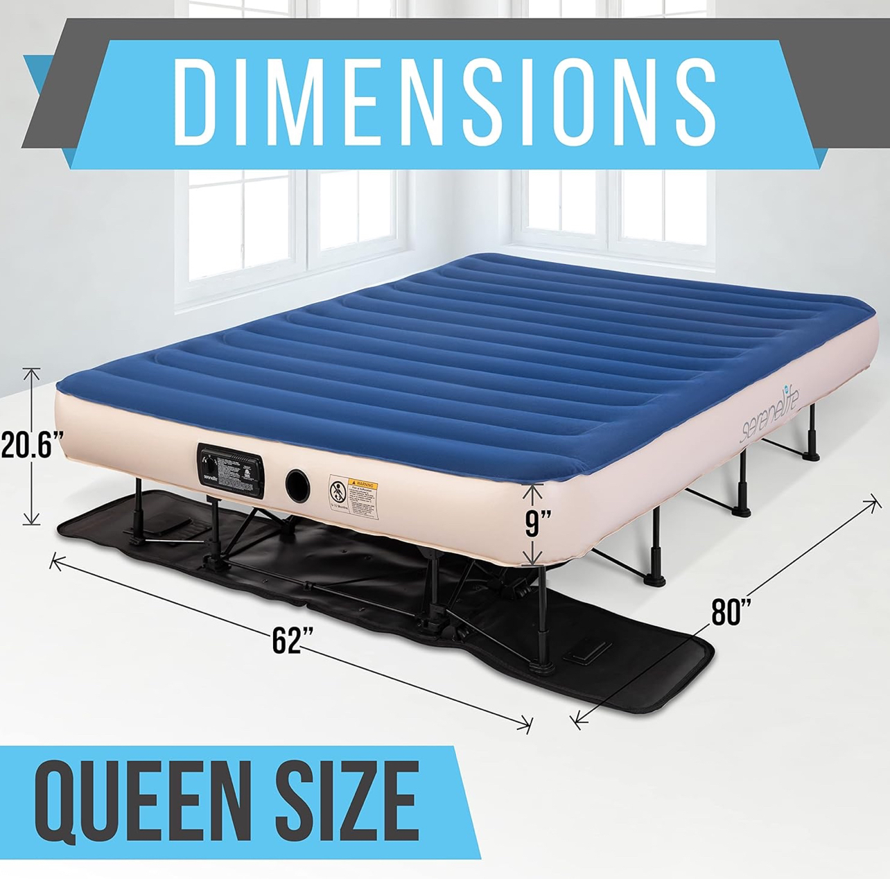 EZ Queen Air Mattress with Frame, Self-Inflate Air Bed image indicator(8)
