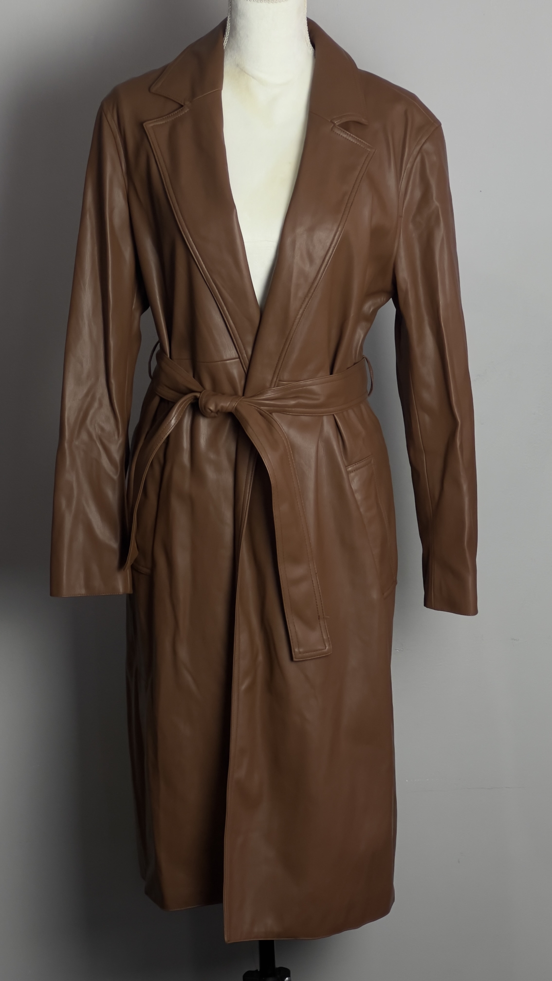 Truth by republic faux leather tranche coat