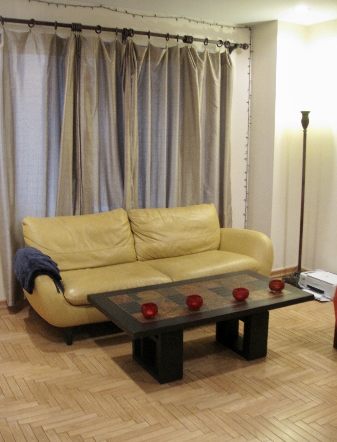 Leather Sofa Couch in Mustard Yellow - photo 3