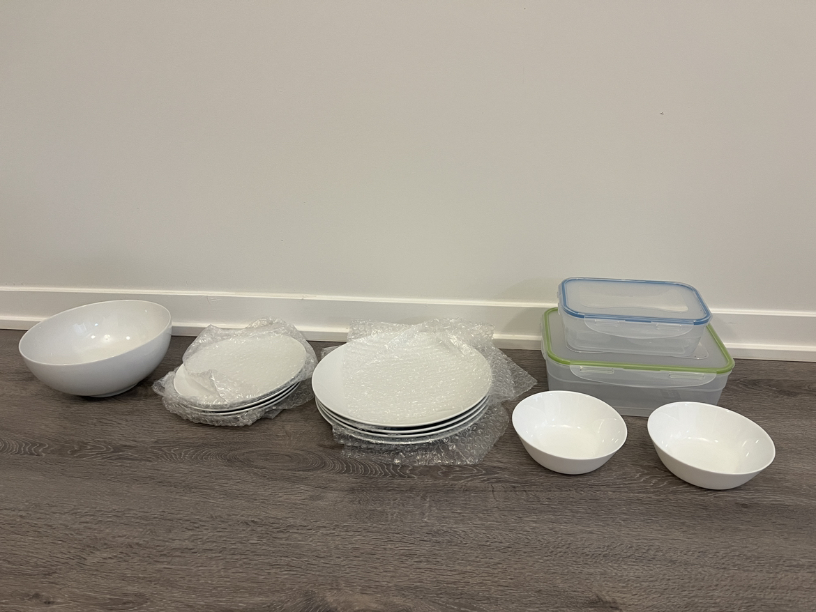 Lock and lock food containers and white dishes and bowls thumbnail
