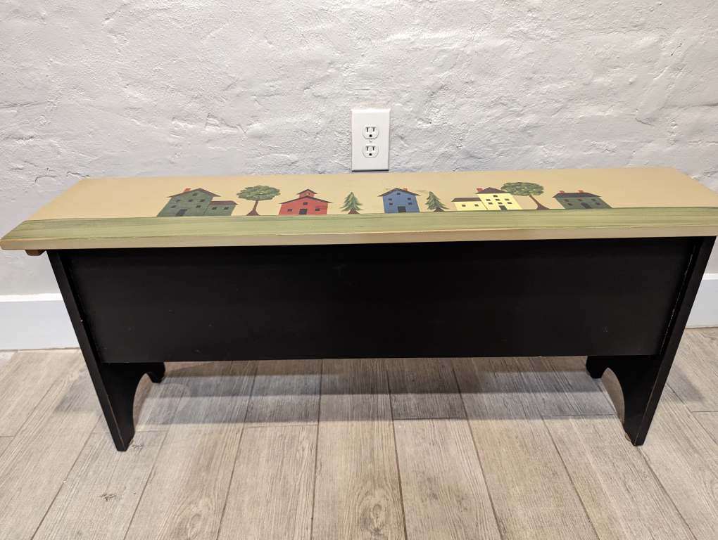 wooden bench with storage