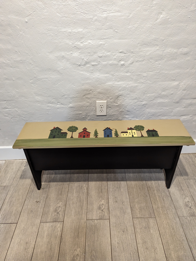 wooden bench with storage - photo 3