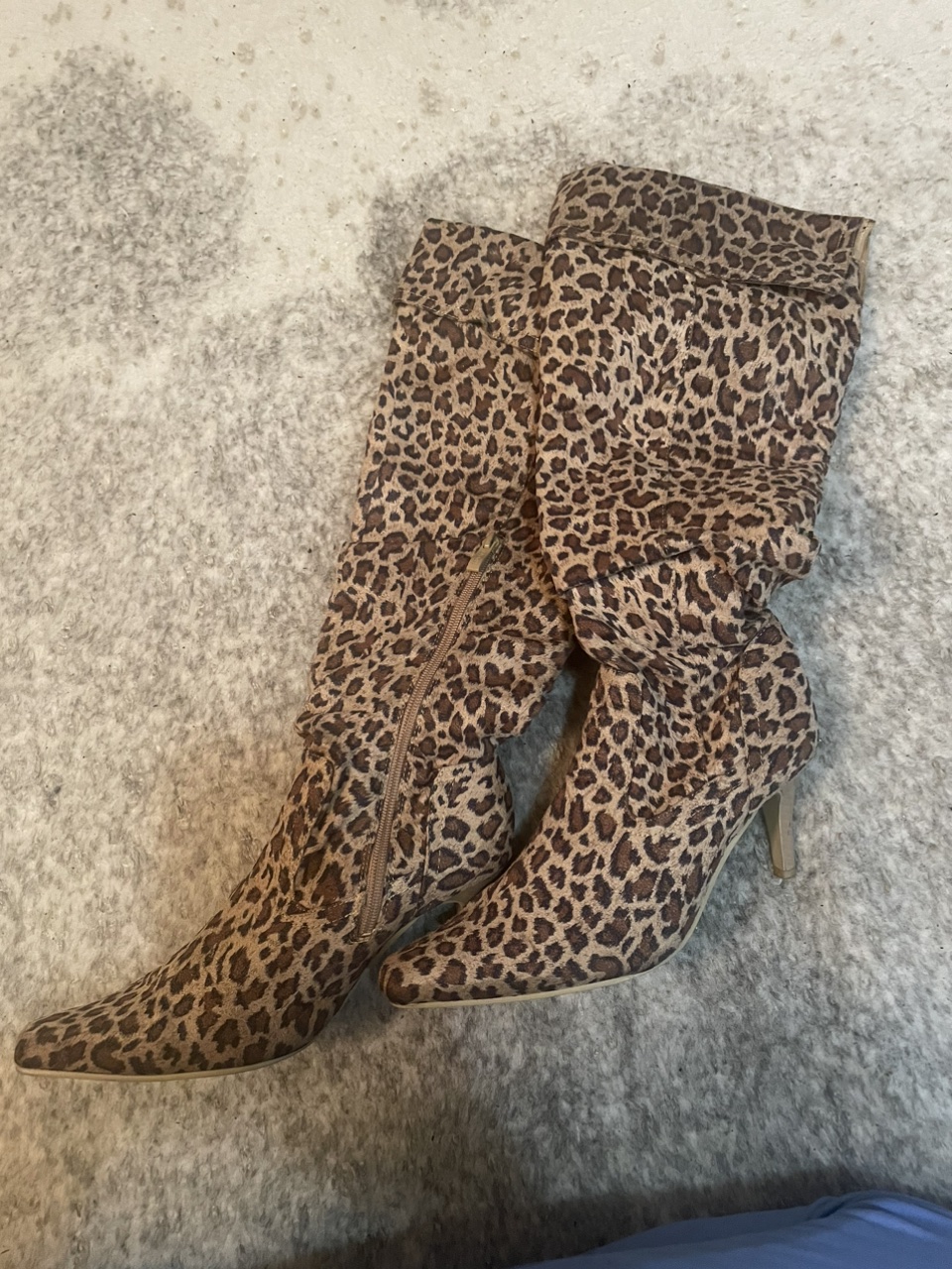 Sparkles Brand Leopard Knee high suede boots thumbnail