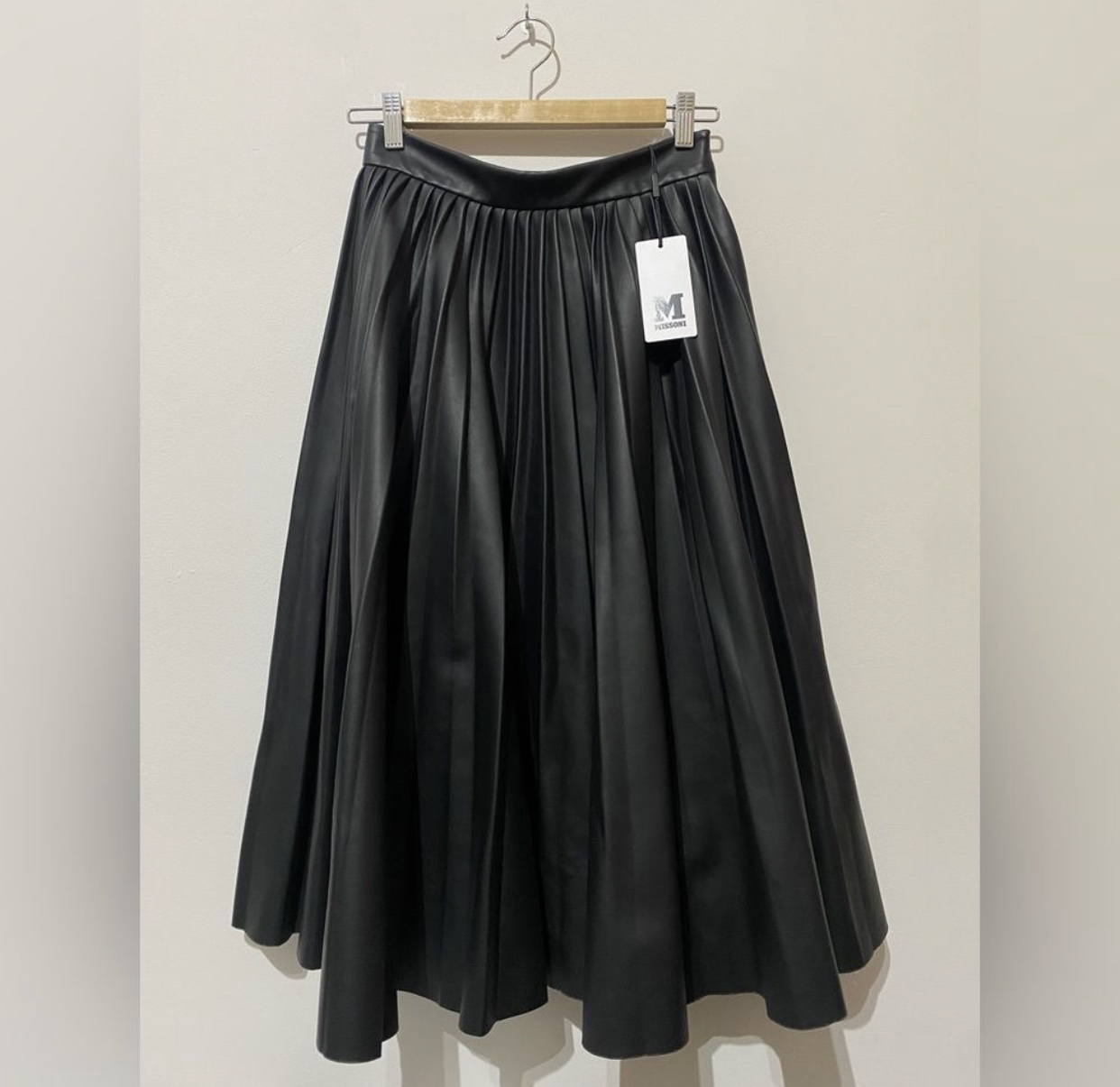 Missoni Faux Leather Pleated Midi Skirt