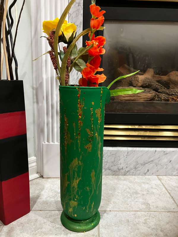 acrylic painted thick quality glass vases - photo 2