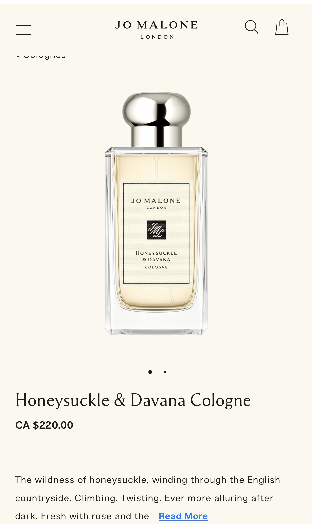 Jo Malone Honeysuckle & Davana Cologne thumbnail