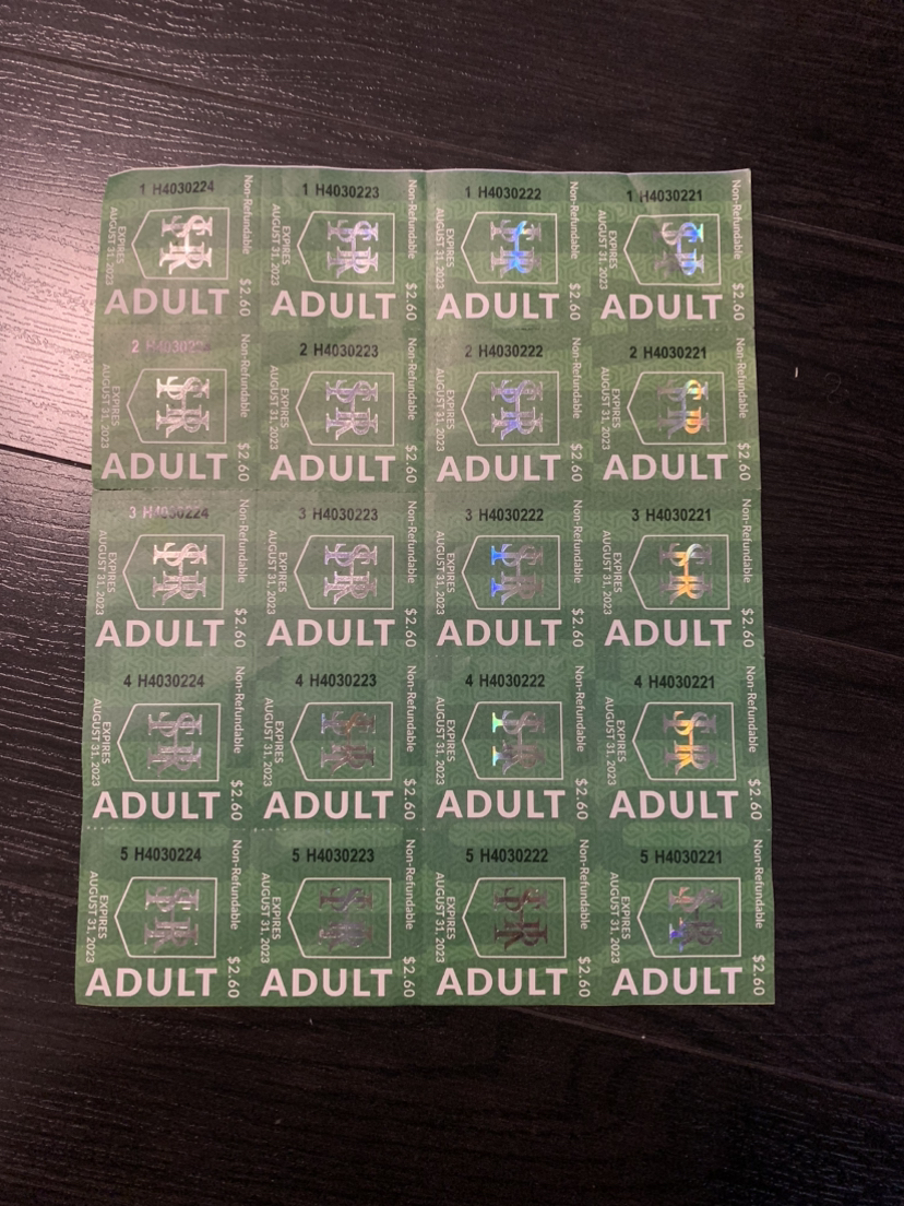 Hamilton bus ticket ($2.60x20)