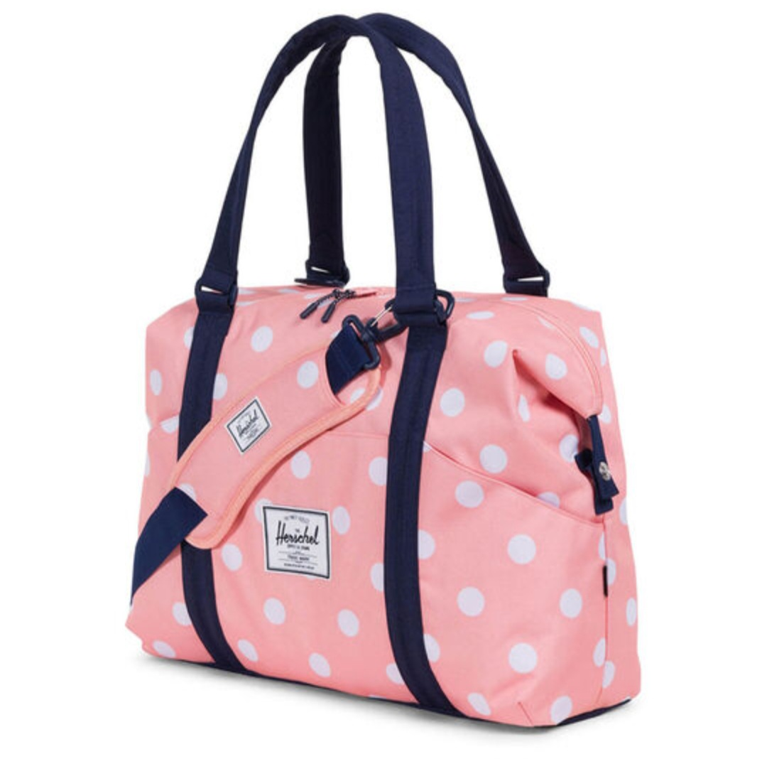 Herschel Supply Co Peach Pink Polka Dot Diaper Bag w Change Mat image indicator(2)