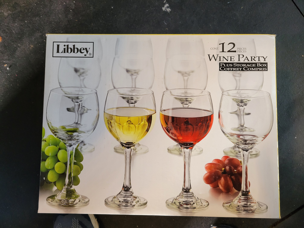 24 wine glasses with storage box
