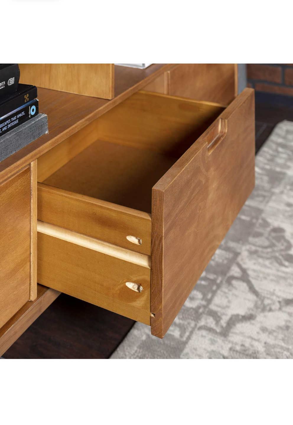 TV stand caramel wood in perfect condition 58” - photo 5
