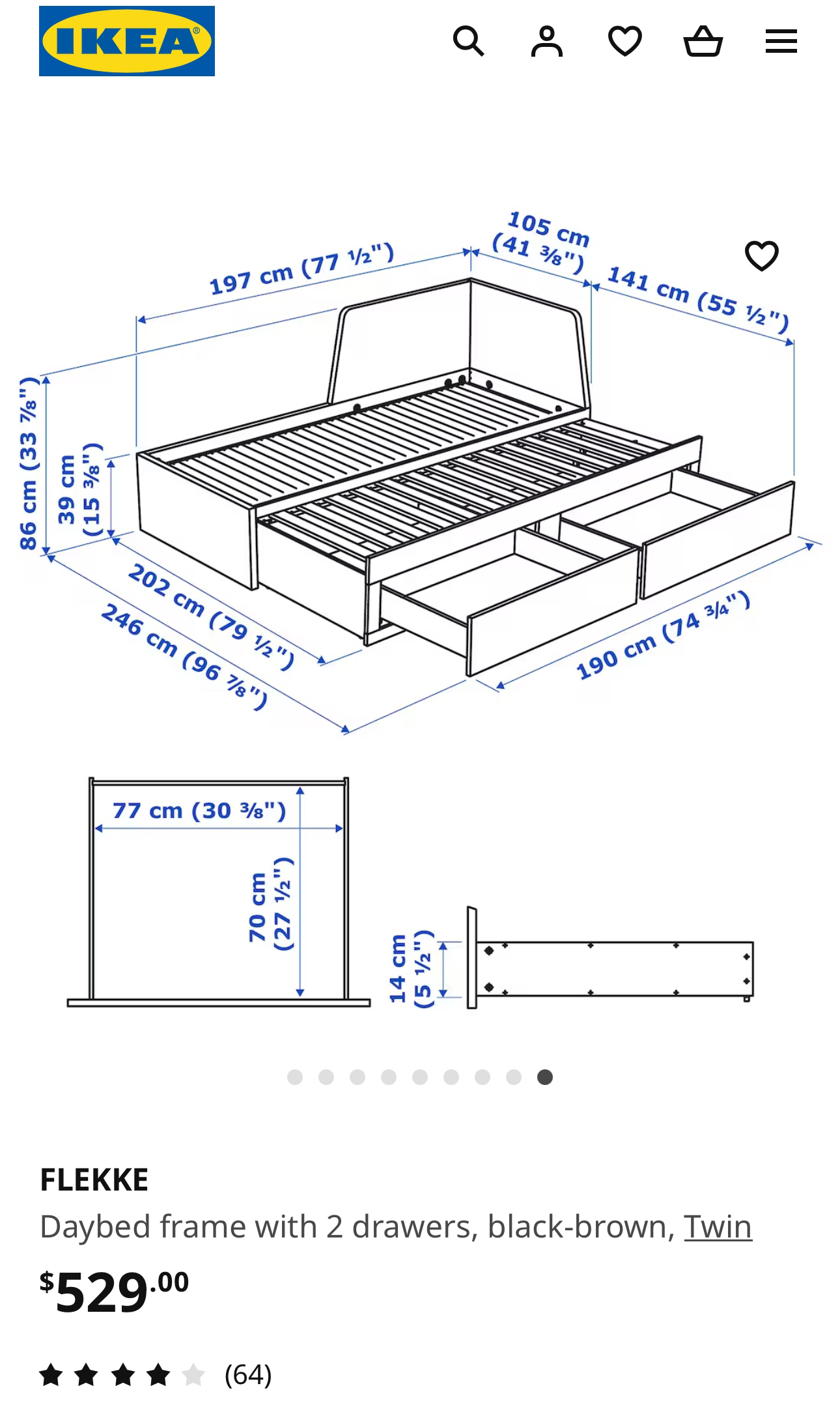 IKEA - Flekke Daybed frame with 2 drawers and mattress - photo 5