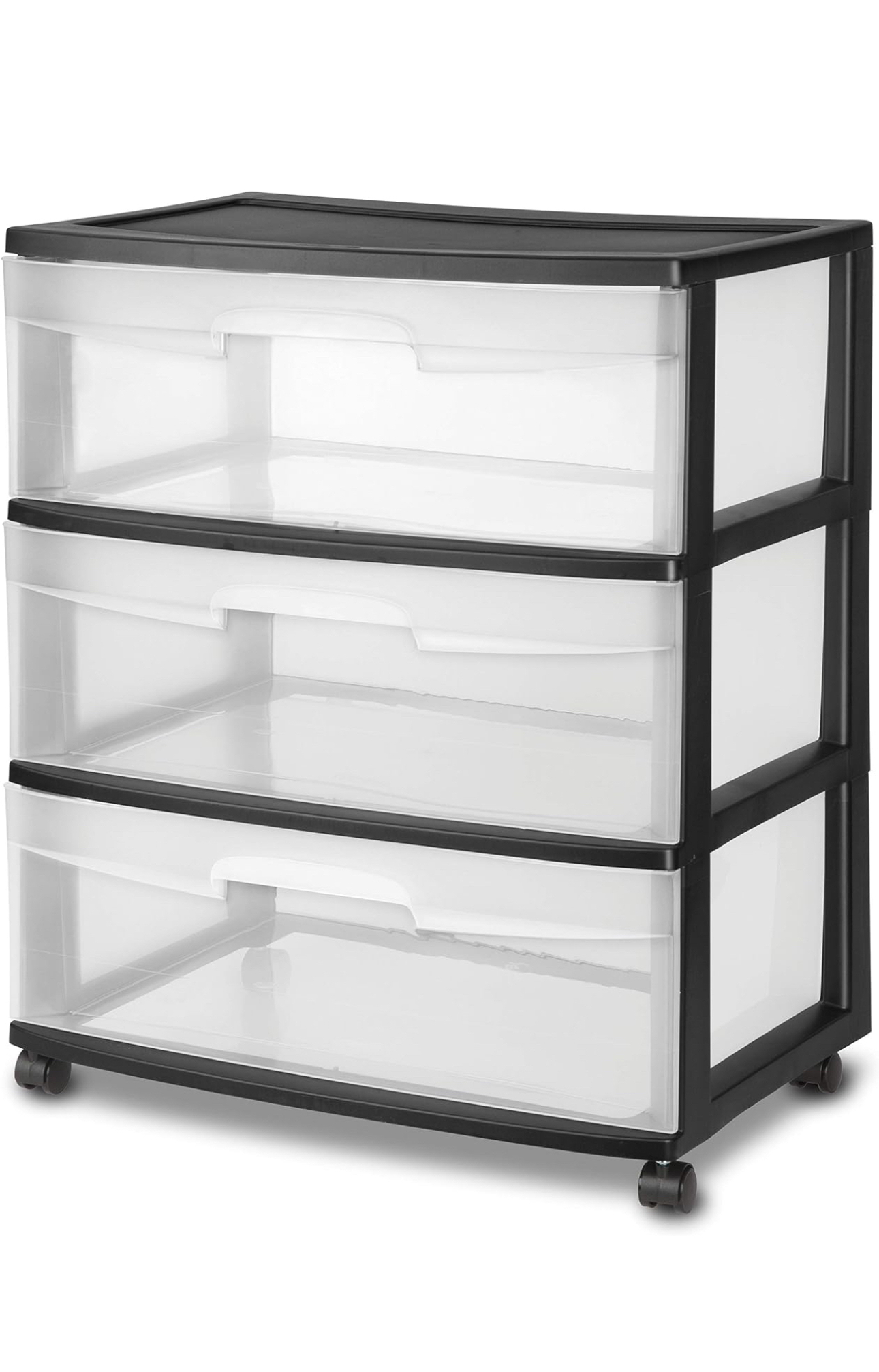 Sterilite Wide 3 Drawer Black Cart, 1 unit