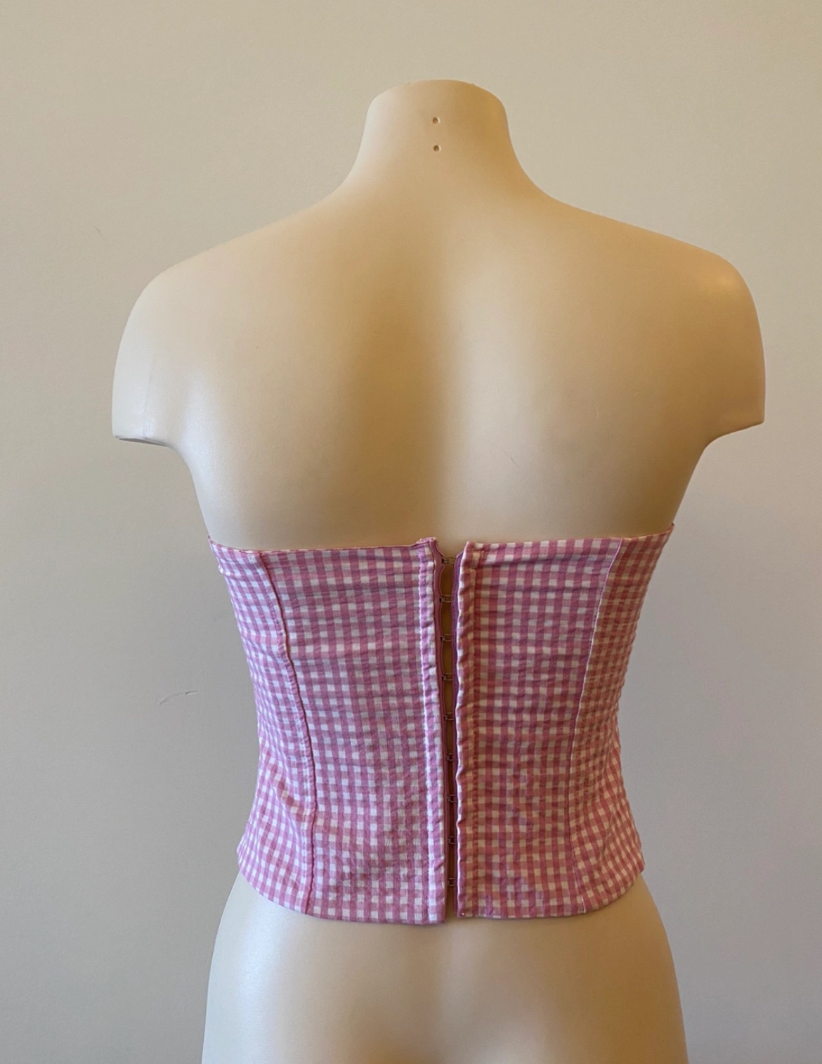 NWOT Pink gingham printed cotton bustier image indicator(2)