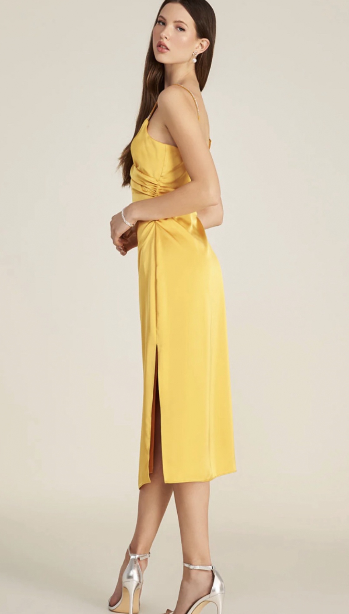 NWT Satin Yellow Dress