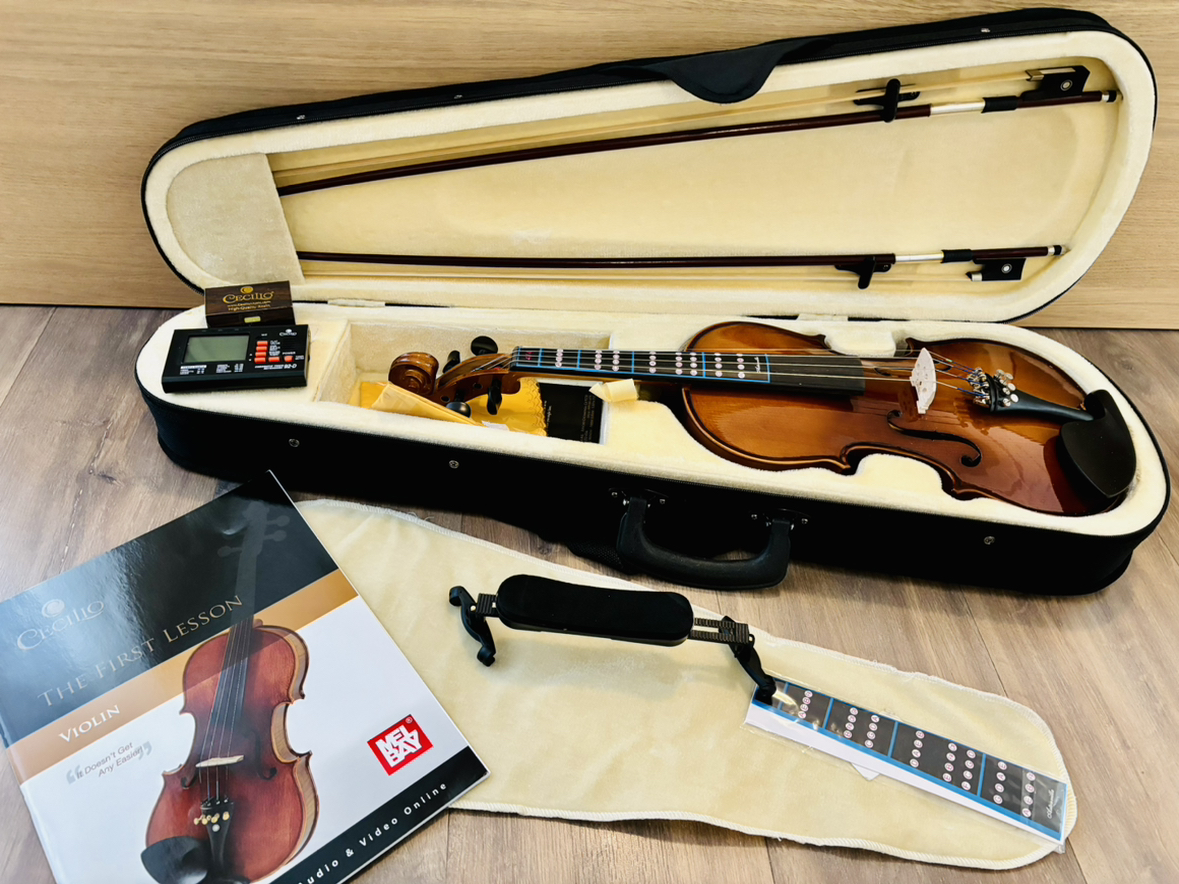 270 new for 85 - 4/4 violin with full set (bows, book + more) thumbnail