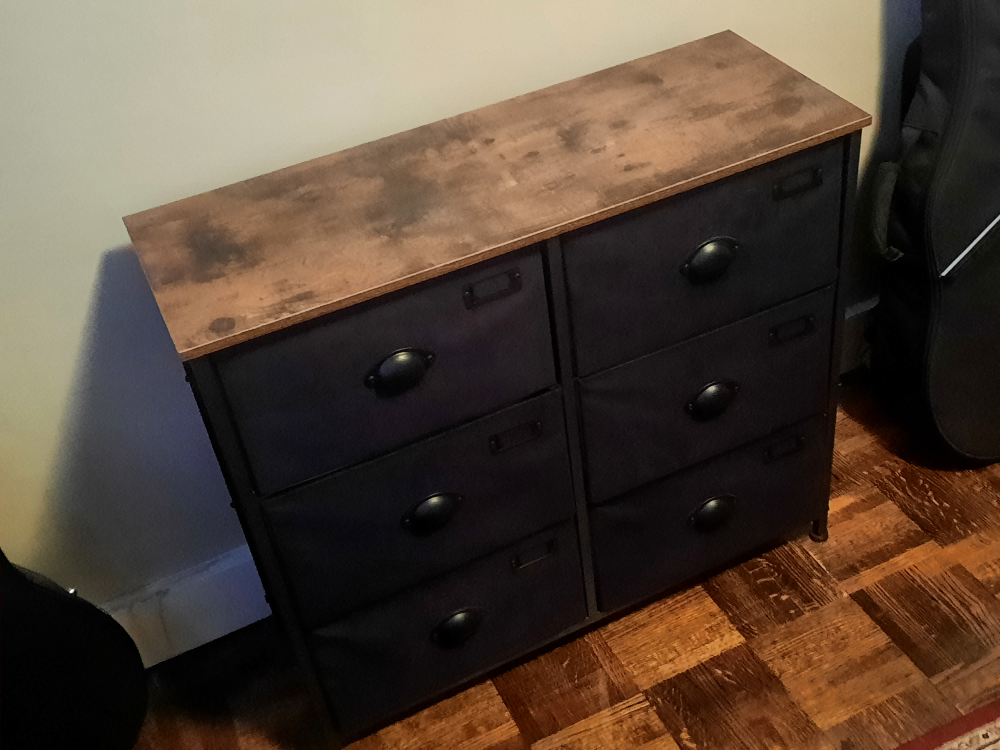 Fabric drawer dresser with wooden top - photo 2