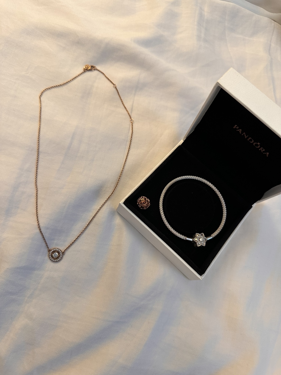Pandora Bangle, Rose Gold Necklace & FREE Rose gold pendant