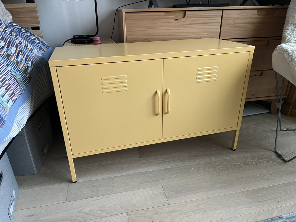 Yellow metal cabinet