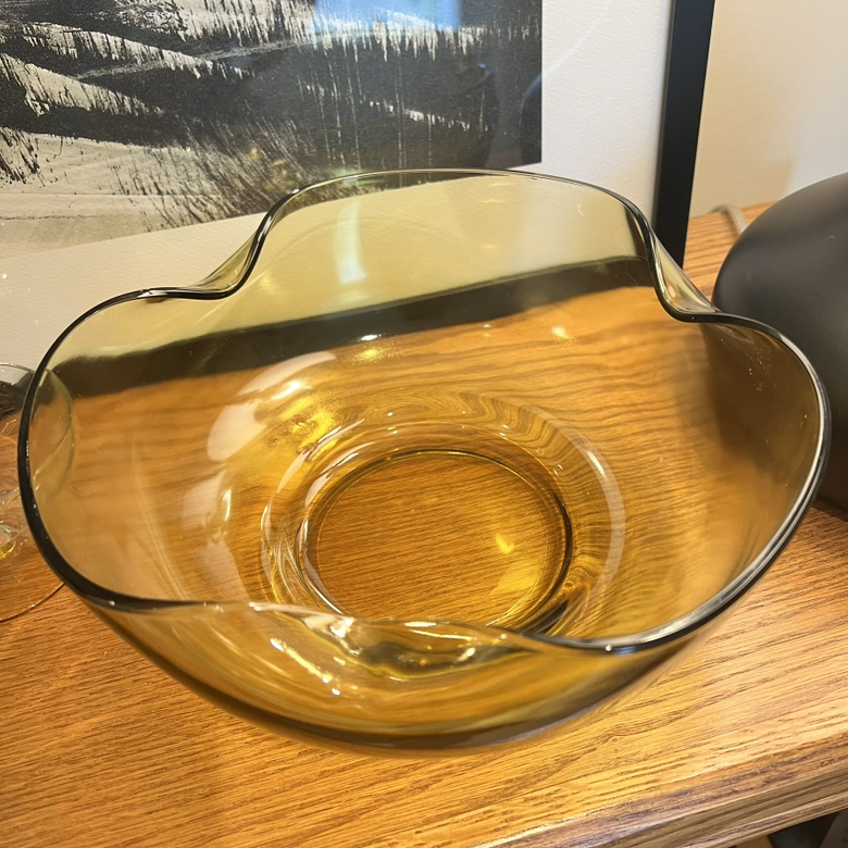 1960’s Amber Glass Bowl & Champagne Coupe Glass Set - photo 2