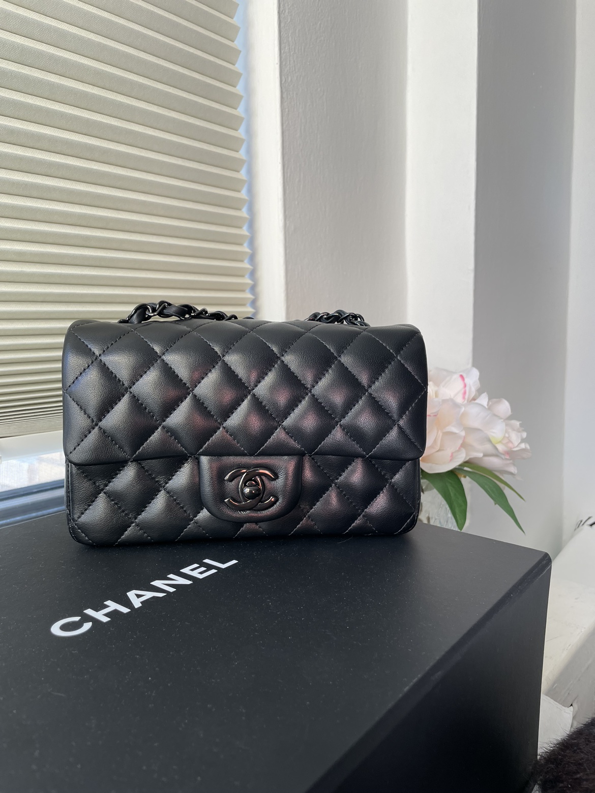 Chanel so black classic flap mini rectangle bag