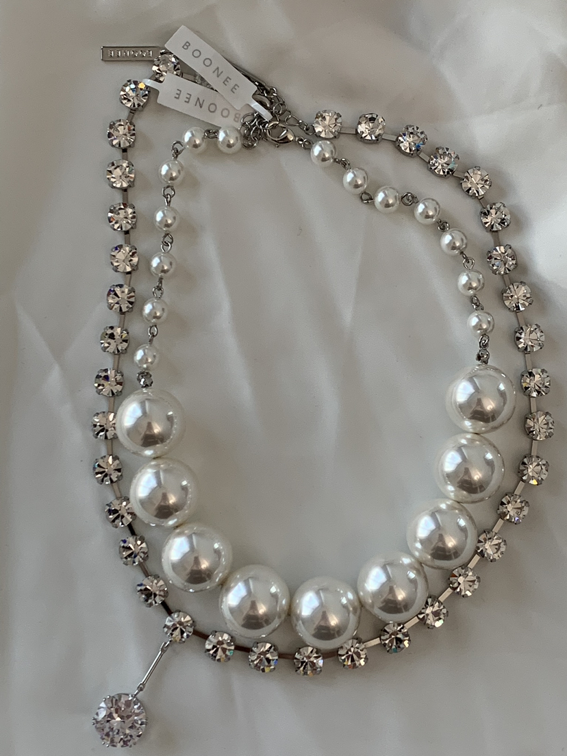 Faux Pearl and Gem Layered Chokers❄️ image indicator(4)