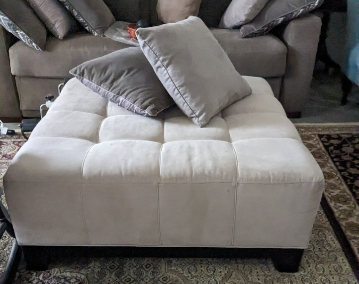 Large, Square, Beige Ottoman