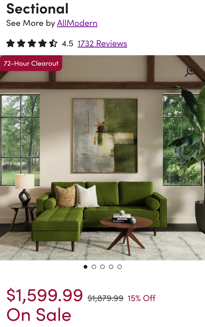 Luxurious Velvet Sectional Sofa - photo 4